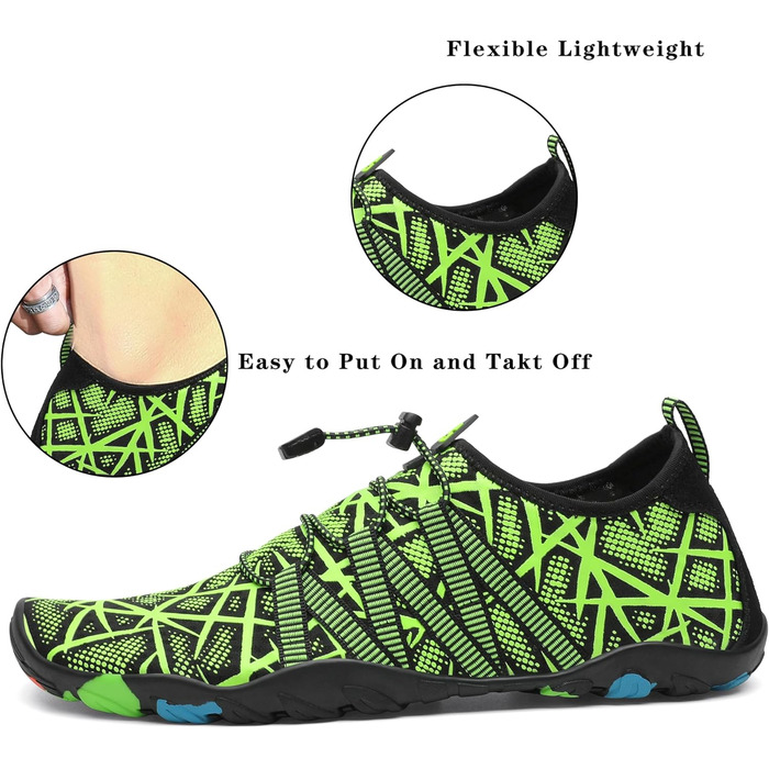 Чоботи для плавання та відпочинку на пляжі, Sagaro, для жінок, чоловіків, дітей, розмір 35-48, зелені смужки