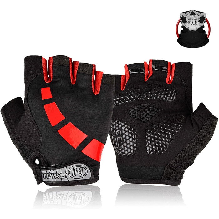 Велосипедні рукавички для чоловіків та жінок літні, напівпальцеві для гірського велосипеда, шосе, піших прогулянок, альпінізму, чорні, червоні, розмір L