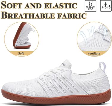 ASHION Взуття для ходьби та бігу без шкарпеток (унісекс) – широкі, для жінок та чоловіків, розмір 42 EU, колір коричневий