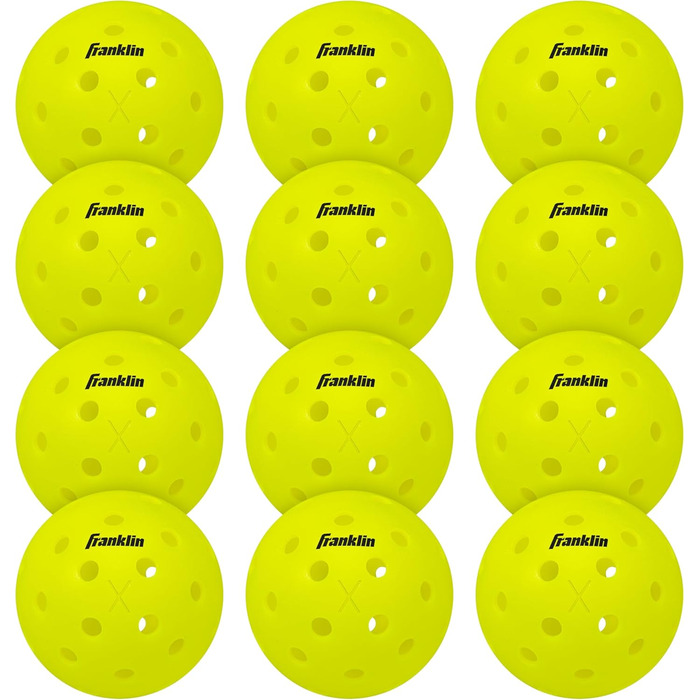 Піклбол м’ячі Franklin Sports X-40 для вулиці, жовті, 12 шт, сертифіковані USAPA, офіційні для US Open