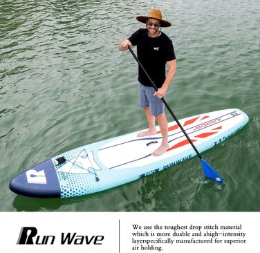 Надувна SUP-дошка Runwave з антиковзким покриттям, комплект аксесуарів, широка стійка, плавники для контролю, для підлітків і дорослих початківців