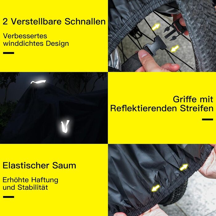 Водонепроникний чехол для велосипеда з отворами для замка – вкл. сумка для зберігання – захист від дощу, снігу та UV для велосипедів та електровелосипедів, чорний, на 2 велосипеди (420D)