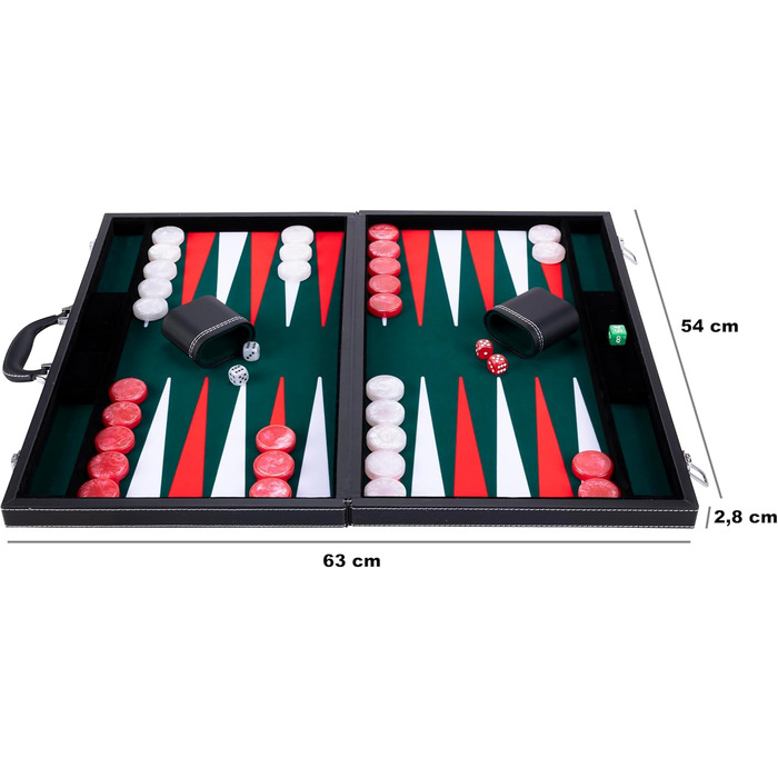 Набір для гри в шашки Engelhart Deluxe 21 дюйм (54 см) - якісні матеріали, перламутрові фішки, 2 стаканчики