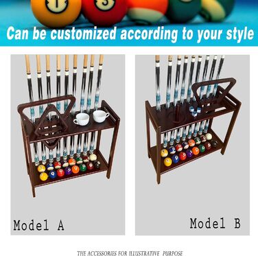 Стійка для більярду GACCO BILLIARDS на 8 київ та аксесуари, кутова, з тримачем для куль, з масивного дерева, магоні, 2-в-1