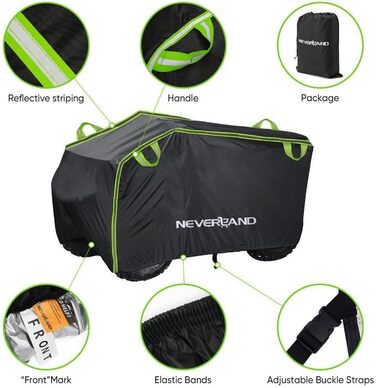 Водонепроникний чохол для квадроцикла NEVERLAND, XXXL (256x110x120 см), зелено-чорний, для Polaris, Yamaha, Honda, Coleman