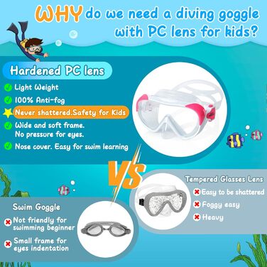 Дитячі окуляри для плавання Kinder Taucherbrille 180° Anti-Fog, маска для снорклінгу з носовою перегородкою, для підлітків 4-15 років, білі