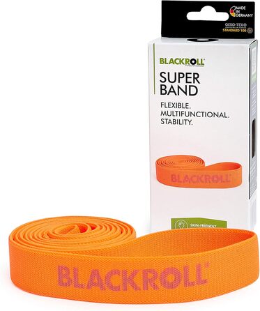 BLACKROLL® SUPER Band 104 см, еластична фітнес-стрічка для тренувань, текстильна стрічка для зміцнення м'язів, легкий рівень опору, оранжева, виготовлена в Німеччині