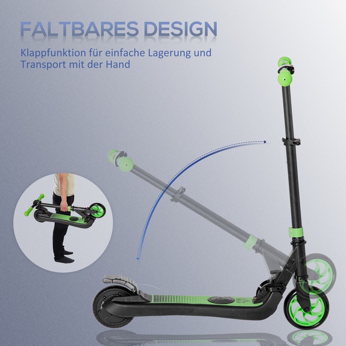 HOMCOM E-Scooter Електричний скутер 120 Вт Двигун 6 км Радіус дії Максимальна 8 км/год Електричний скутер Навантаження до 50 кг, E Скутер від 6 років і старше Зелений+Білий | Аосом
