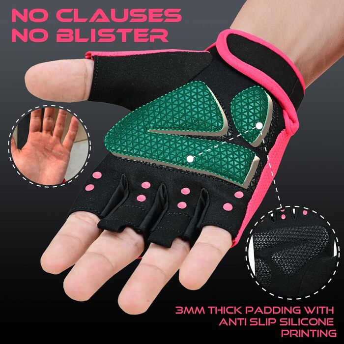 Фітнес-рукавички BEAST RAGE: дихаючі, для чоловіків та жінок, підйом ваги, бодібілдинг, тренування, неслизькі, кросфіт, силове тренування, велоспорт, колір рожевий