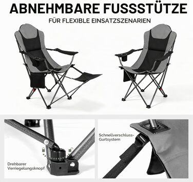 Складане кемпінгове крісло OUTSIDER Heavy Duty, посилене, до 200 кг, чорне