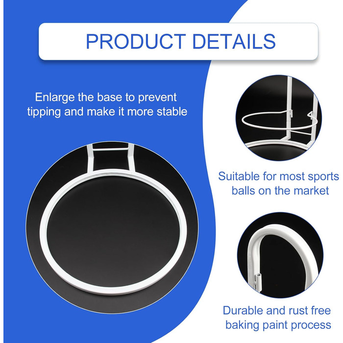 Підставка для м'ячів XIAQICA: тримач для 5 м'ячів, знімна конструкція, стабільна та міцна. Підходить для баскетболу та футболу (білий)