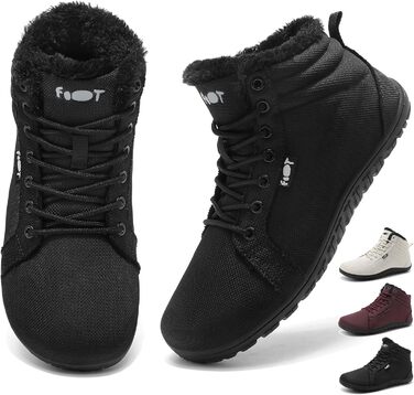 Водонепроникні черевики-сліпони для ходьби Barfuß: жіночі та чоловічі, широкі, для осені/зими, з підкладкою, Zero Drop, підошва Solhe, фітнес, чорні (45 EU)