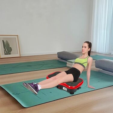 Вібраційна платформа LCD з Bluetooth та USB – Power Plate для фітнесу, тренування всього тіла, схуднення та нарощування м'язів, домашнє тренування з пультом дистанційного керування, чорний/червоний