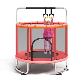 Трамплін для малюків 1,5 м з сіткою безпеки, баскетбольним кільцем, м'ячем, червоний