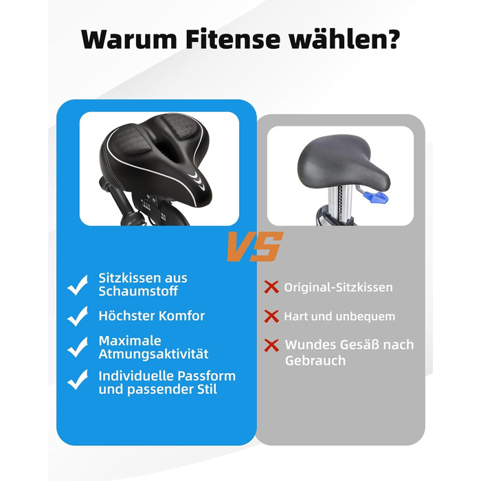Зручний велосипедний сидіння з подвійною амортизацією, Memory Foam, для Peloton Bike, Mountain Bike, чоловіків та жінок, білий