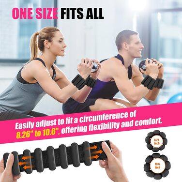 Набір обтяжень для зап'ястя та щиколотки (2 шт, по 0,5 кг) для фітнесу, йоги, танців, пілатесу, ходьби (чорний)