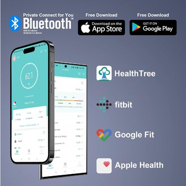 Розумні ваги для аналізу складу тіла з Bluetooth, цифрові, для вимірювання жиру, ІМТ, м'язової маси, білка, BMR, 26×26 см, чорні