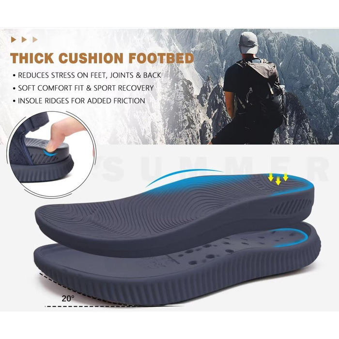 Чоловічі сандалі KuaiLu для трекінгу та відпочинку, ортопедичні, сині, розмір 42 EU