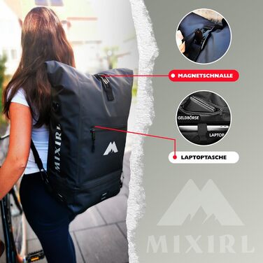 Велосипедна сумка MIXIRL 3-в-1 на багажник, водонепроникна 30 л, з рюкзаком та термовідділенням, відбивна сумка для сідла велосипеда