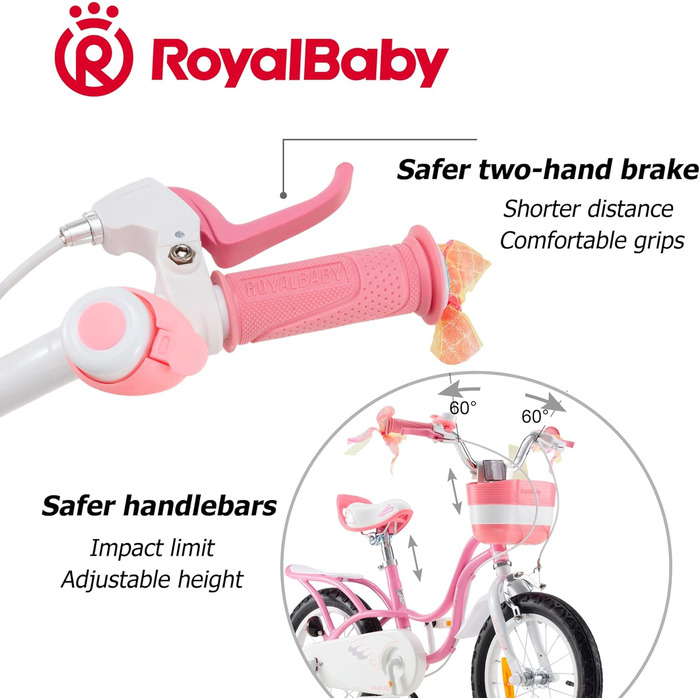 Дитячий велосипед Royal Baby Little Swan з додатковими колесами для дівчаток, 12, 14, 16, 18 дюймів, від 3 до 10 років