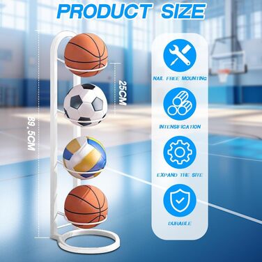 Металевий стелаж для зберігання м'ячів, 4 яруси, для спортивних залів та приміщень