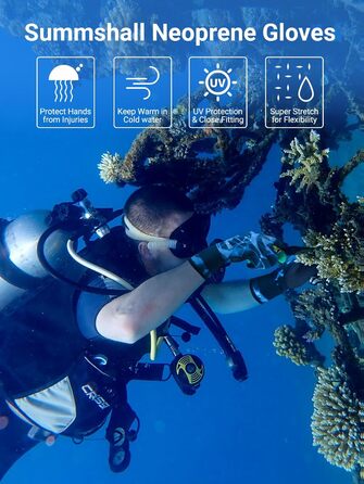 Рукавички для дайвінгу Sushall з неопрену, 3 шт. для чоловіків, тепла та антиковзаюча поверхня, еластичне зап'ястя для дайвінгу, серфінгу, снорклінгу (S, блакитний)
