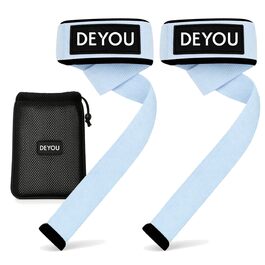 Підтримуючі рукави DEYOU для вузьких та середніх зап'ясть – м'які ремінці для тренувань, силових видів спорту, бодібілдингу (100% бавовна, сітчаста сумка) для жінок та чоловіків, пастельно-блакитні