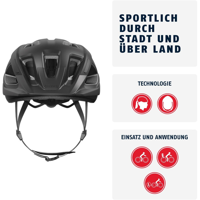 ABUS Aduro 3.0 LED - Шолом для велосипеда, чорний (Velvet Black), 58-62 см