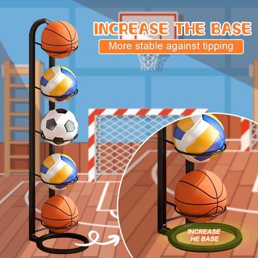 Стійка для зберігання м'ячів 5-ти ярусна, органайзер для баскетболу та футболу