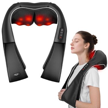 Масажер для шиї та плечей з підігрівом Shiatsu 3D - для спини, шиї, плечей. Подарунок жінці, чоловіку