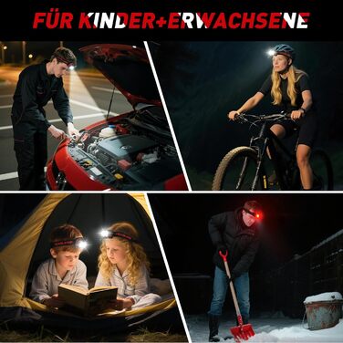 Ліхтар на лоб LED Winzwon, перезаряджуваний, 8 режимів, датчик, для риболовлі, кемпінгу, невідкладних ситуацій (для дорослих та дітей)