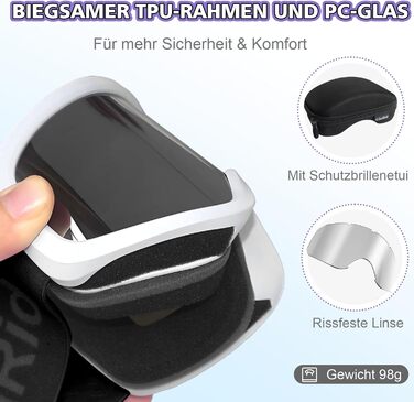 Дитячі лижні окуляри GlaRid, сноубордичні окуляри, антифог, 100% UV400 захист, білі