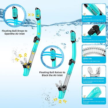 Набір для снорклінгу та дайвінгу Smyidel: маска, трубка та ласти (S/M, Aqua Green)