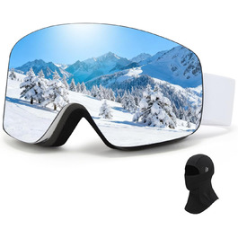 Окуляри для сноуборду VCOROS OTG Unisex з антитуманним покриттям та захистом від UV, скі-маска, срібно-білий колір (VLT13%)