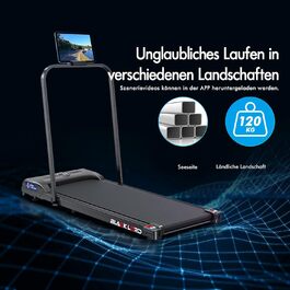 BLACK LORD Intelligentes Gehpad 2-в-1: бігове полотно під стіл для дому та офісу, портативний тренажер для ходьби та бігу з додатком та пультом, запис даних про фітнес SL9H - Чорний (з ручками)