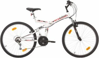 Складаний велосипед Probike Multibrand 26 дюймів, 18 швидкостей, повна амортизація, для чоловіків, жінок та підлітків, чорний з червоним, зріст 160-180 см