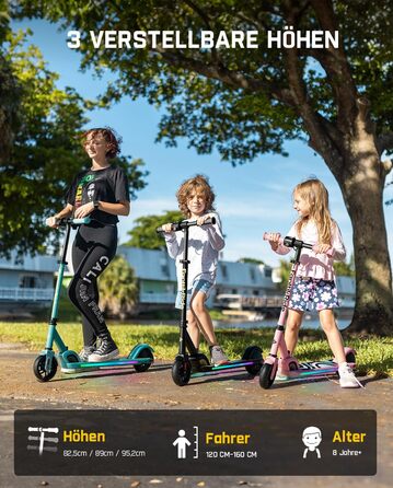 Електросамокат FanttikRide C9 Pro для дітей від 8 років, регульований, LED-дисплей, кольорове підсвічування, швидкість до 16 км/год, пробіг 8 км, складаний, чорний