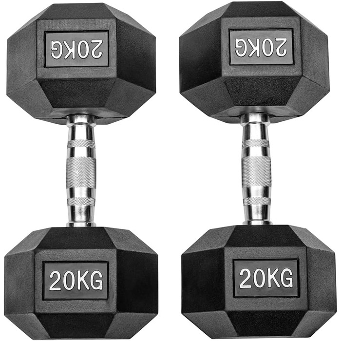 Гантелі шестигранні Studio 40 кг (2x20 кг), обгумовані, чорні