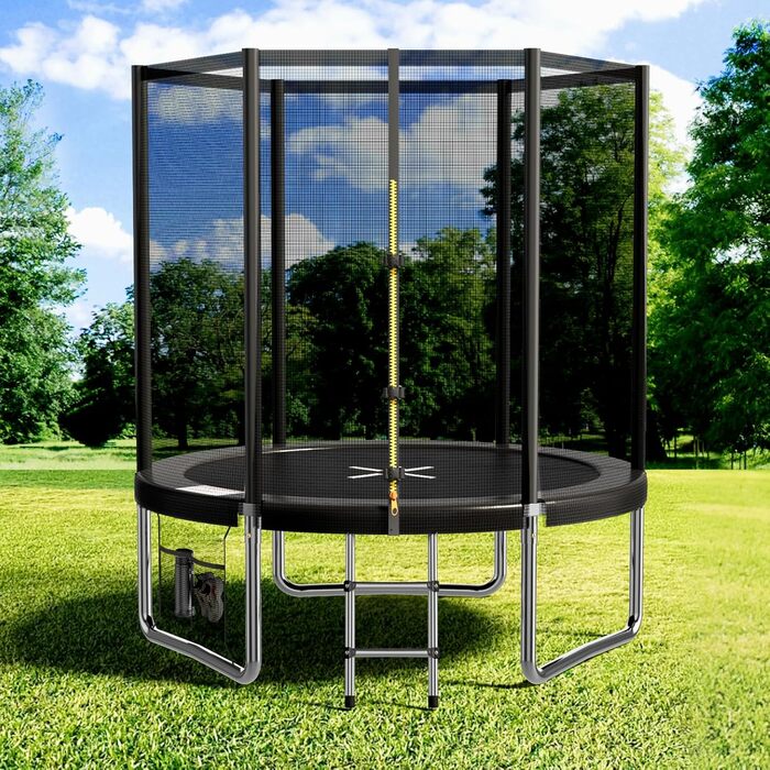 Трамплін Devoko Outdoor Ø 183-427 см, комплект з сіткою, драбиною та захистом, сертифікат GS, для дітей