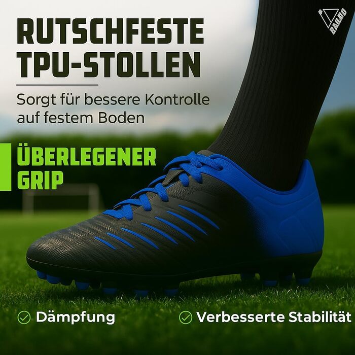 Дитячі футбольні бутси Vizari FG для штучного та натурального газону | Червоно-сині футбольні черевики для хлопчиків та дівчаток, розмір 33.5-38 (EU)