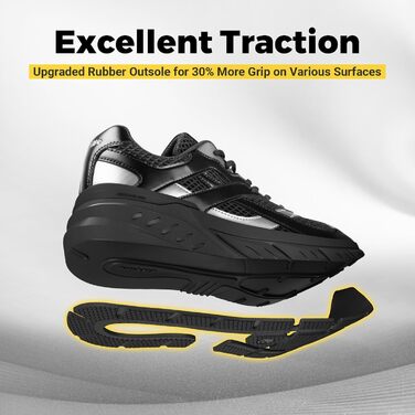 Чоловічі кросівки для бігу FitVille Neo V6 X-широкі (46.5 EU) - чорні з сріблястим, для активного відпочинку та фітнесу