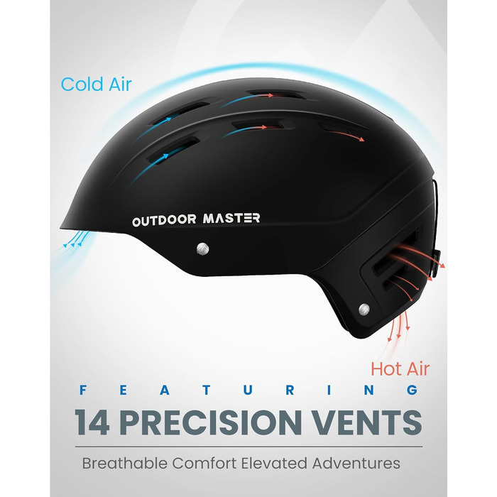 Шолом OutdoorMaster Kelvin II унісекс для гірськолижного спорту та сноуборду, чорний мат, вентиляція, 54-58 см