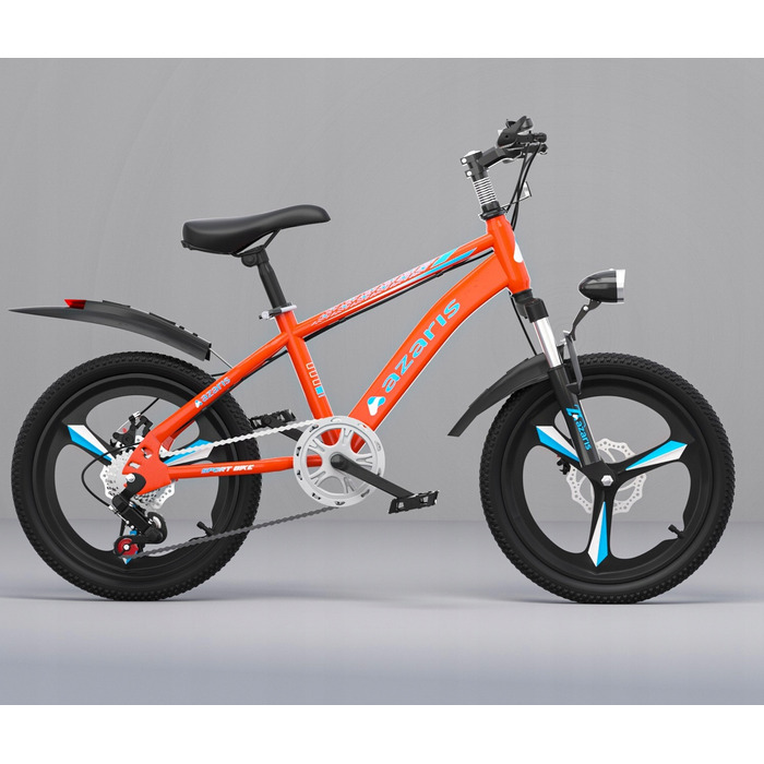 Дитячий велосипед 16 дюймів з дисковими гальмами, допоміжними колесами, амортизатором, захисним кожухом та LED-ліхтариком