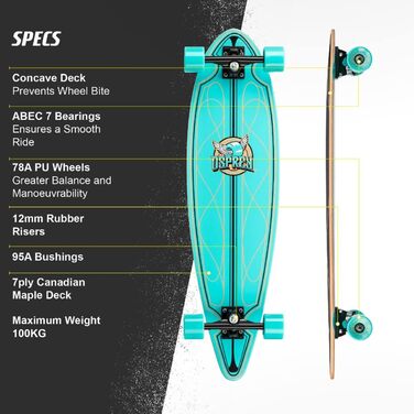 Лонгборд Osprey Pintail Helix 36''-46'' для дітей і дорослих, повна комплектація, декілька розмірів