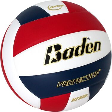 Волейбольний м'яч Baden Perfection Premium Leather, офіційний, 13U - Коледж, червоно-біло-морський
