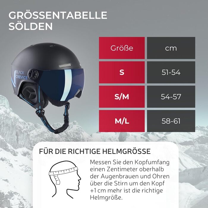 Гірськолижний шолом BLACK CREVICE Sölden з візором, у пілотному стилі, унісекс, для чоловіків та жінок, дихаючий, регульований розмір, для сноуборду та лиж