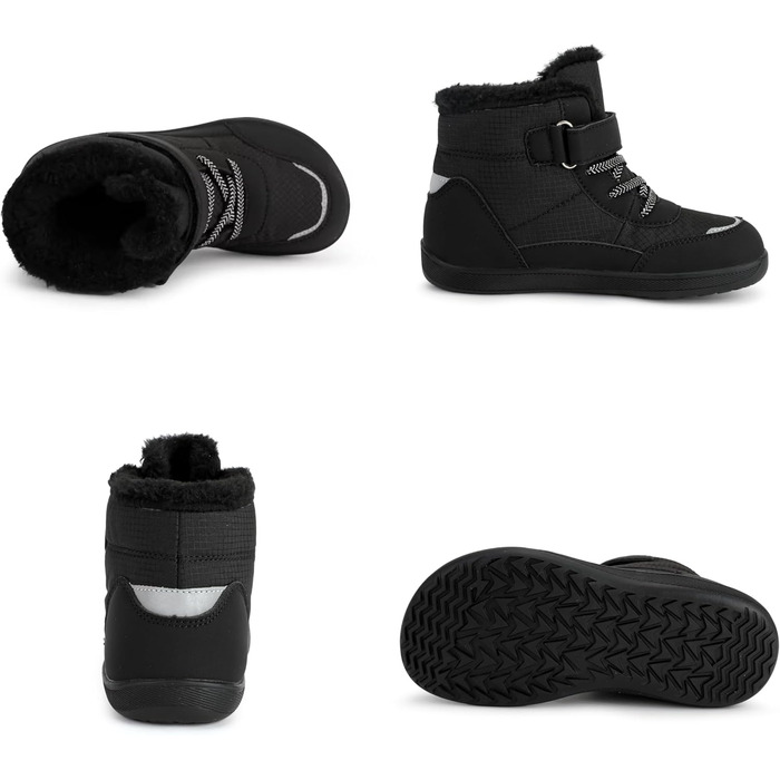 Дитячі зимові балетки Kinder: теплі, непромокаючі, для активного відпочинку та трекінгу, EU25-36, чорний