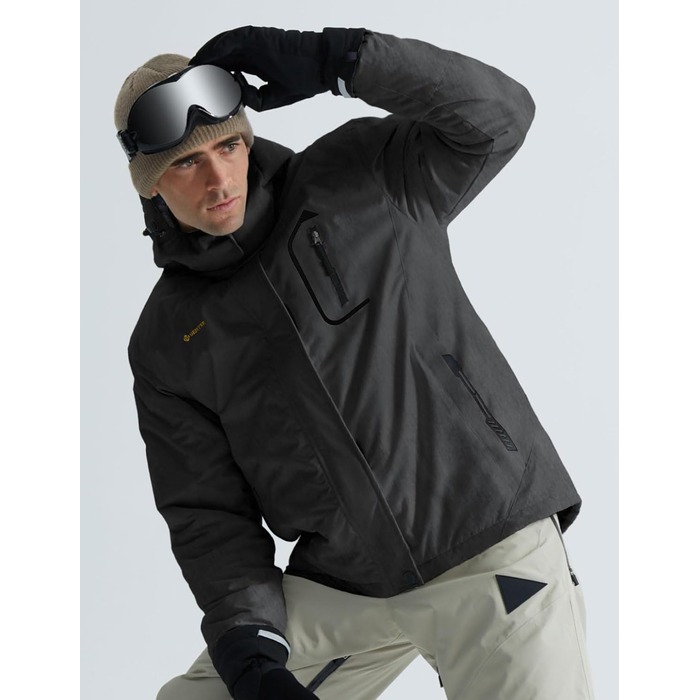 Куртка GEMYSE для чоловіків, водонепроникна, вітронепроникна, з підкладкою, зимова, з капюшоном, для спорту, відпочинку, активного відпочинку, графітово-сіра, XXL