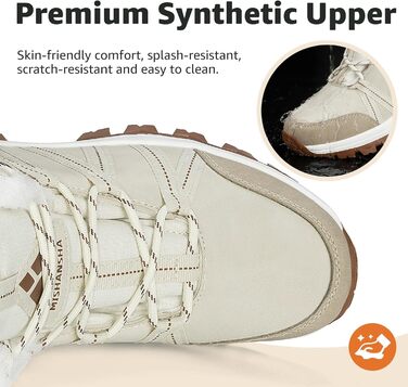 Зимові черевики Mishansha для жінок, утеплені, водонепроникні, для піших прогулянок, розмір 36-42, бежевий, білий, 41 EU