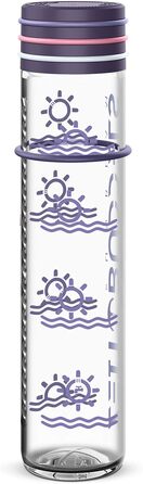 Мотиваційна пляшка для води 1 л з мітками часу, тритановий матеріал, BPA Free, для газованих напоїв, ударостійка, SUNBEAM, фіолетова